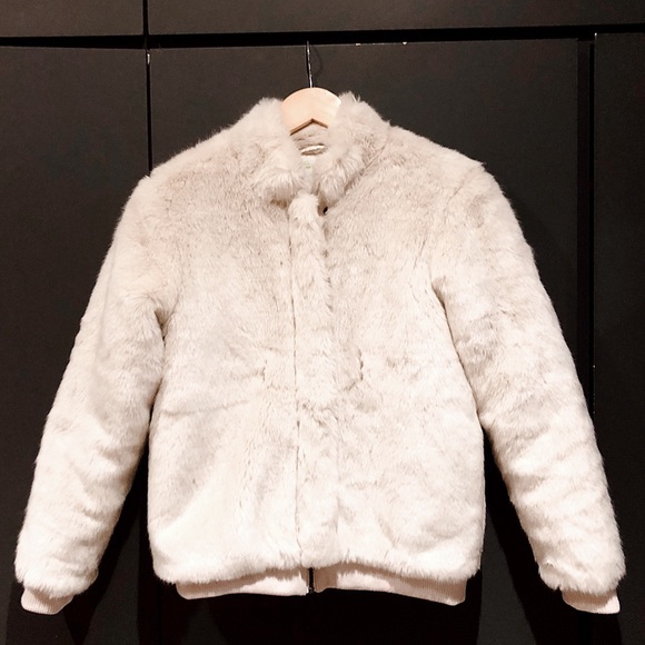 Champagne faux fur Verbaudet bomber jacket - Picture 1 of 4